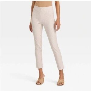 A New Day Beige Striped High Rise Slim Ankle Length Pants Size 2 Regular